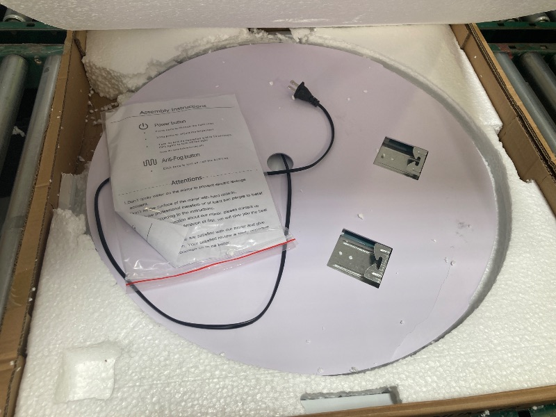 Photo 1 of MEIOUKA 24 Inch Whirlwind Backlit Round LED Mirror with Lights - 3 Color Anti Fog Bathroom Smart Light up Circle Mirror