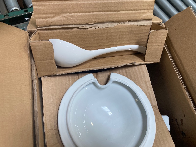 Photo 1 of BIA Cordon Bleu Everyday Porcelain 3-Piece Soup Tureen (3.5 qt.) Set with Ladle, White