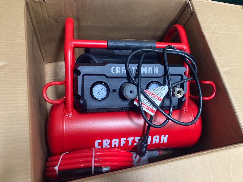 Photo 1 of CRAFTSMAN Air Compressor, 2 Gallon Portable Air Compressor 1/3HP Max 125 PSI Oil-Free Light Weight with 10 PCS Accessory Kit