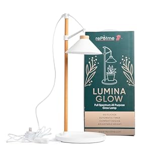 Photo 1 of rePotme Lumina Glow - Grow Light for Indoor Plants - Full Spectrum LED Plant Light, White Accents, No Tools Required, White Grow Lamp
