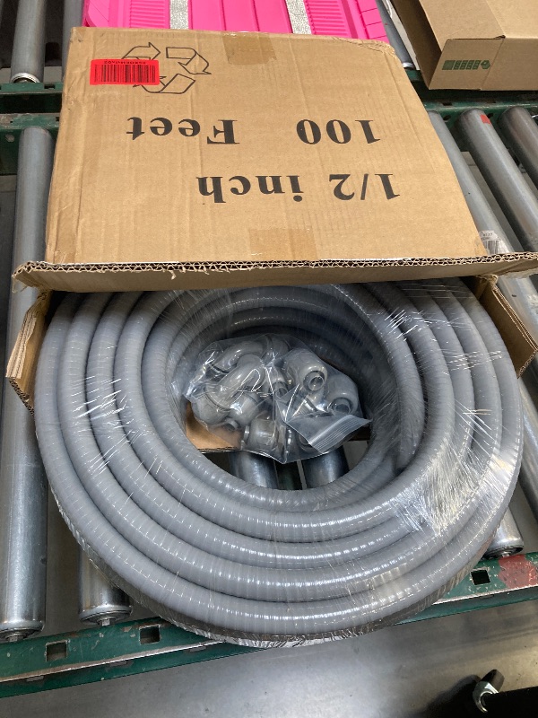 Photo 1 of Wocloer 1/2 inch 100Ft Liquid-Tight Conduit Kit, Flexible Non Metallic Electrical Conduit, with 6 Straight and 5 Angle Fittings Included. 1/2" Dia
