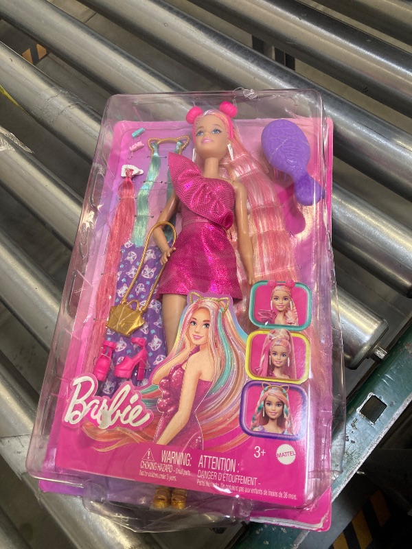 Photo 1 of Barbie Fun & Fancy Set, Fashion Doll with Extra-Long Color-Streaked Blonde Hair, Clothes & Styling Accessories