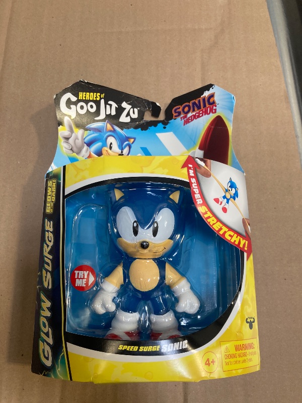 Photo 1 of Heroes of Goo Jit Zu Sonic The Hedgehog, Speed Surge Sonic, Powered Up with Glow Surge Giving Him Glow-in-The-Dark Powers, Squishy, Stretchy Filling, Stretch Him Up to 3 Times His Size