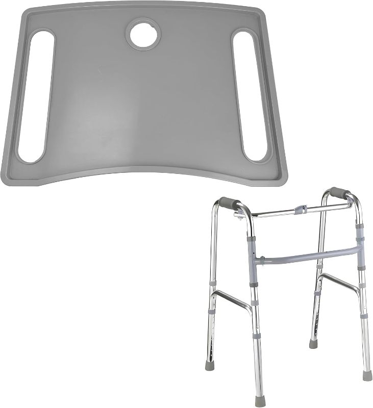Photo 1 of Hauscher Walker Tray with Cup Holder, Molded Plastic Food Tray, Fits Most Folding Walkers