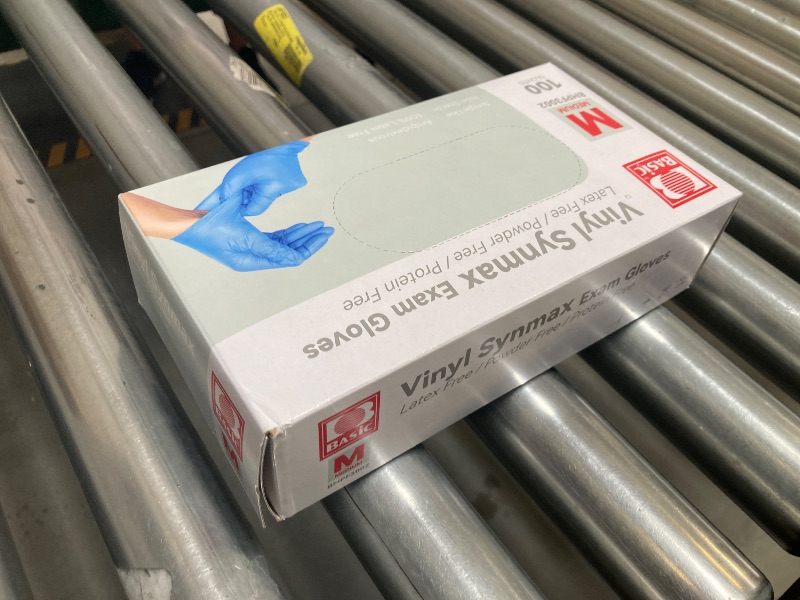 Photo 1 of Synthetic Vinyl Exam Gloves - Latex-Free & Powder-Free - Medium, BMPF-3002(Box of 100) Blue