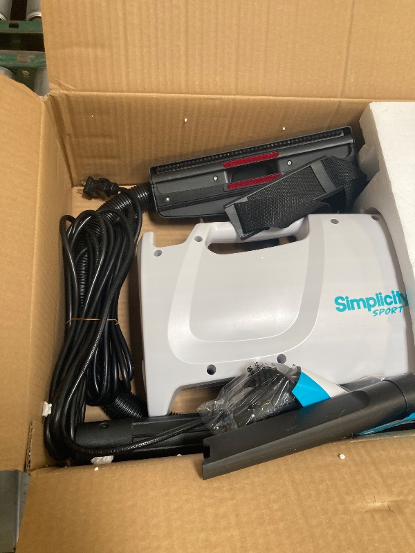Photo 1 of Simplicity Vacuums Sport Small Canister Vacuum Cleaner for Stairs with Carry Strap, Hard Floor Vacuum with Attachments and Storage Bag, Compact RV Vacuum Cleaner, White, S100.6