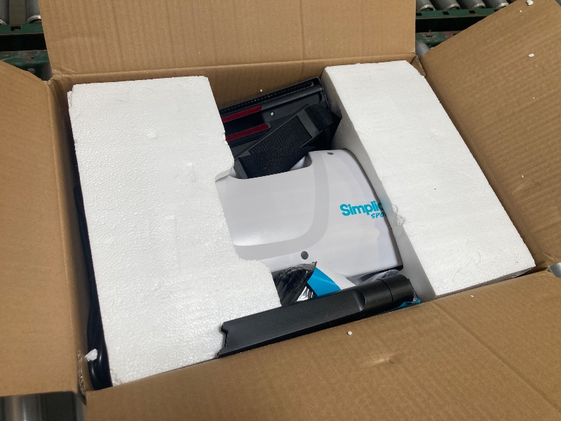 Photo 1 of Simplicity Vacuums Sport Small Canister Vacuum Cleaner for Stairs with Carry Strap, Hard Floor Vacuum with Attachments and Storage Bag, Compact RV Vacuum Cleaner, White, S100.6