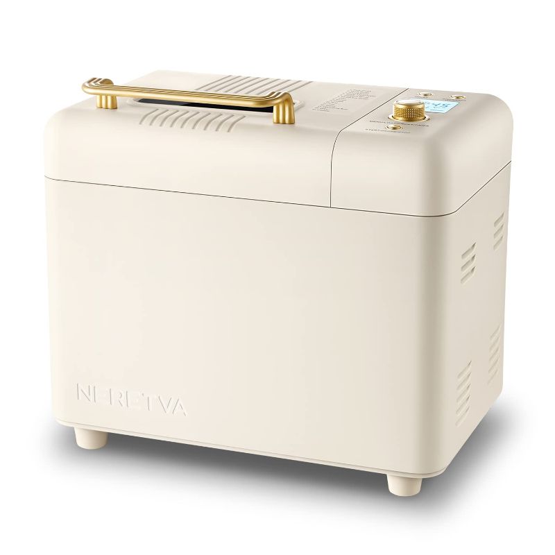 Photo 1 of  Neretva Bread Machine, 2.2LB 15-in-1 Bread Maker, Dual Heater Breadmaker Machine with Auto Nut Dispenser & Nonstick Ceramic Pan, Bread Maker Machine for Gluten Free, Dough Maker, Sourdough, Yogurt 