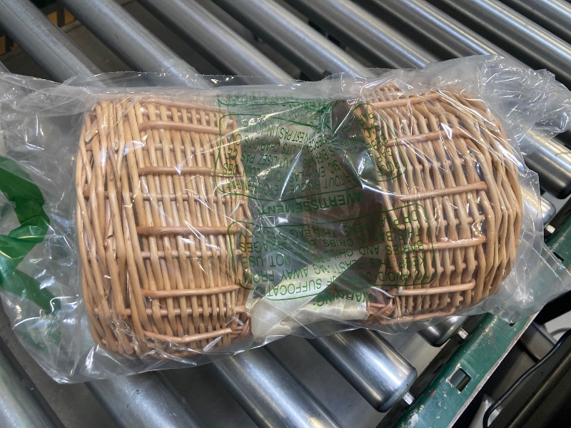 Photo 1 of Lyellfe 2 Pack Flower Girl Basket, Handmade Wicker Rattan Basket with Handle Silk Ribbon, Decorative Eggs Candy Basket for Gifts, Wedding, Camping, Home Decor
