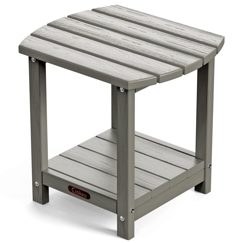 Photo 1 of Ciokea Adirondack Outdoor Side Table, 2-Tier Sturdy Patio End Table Weather Resistant, Morden Side Table for Patio, Pool, Porch