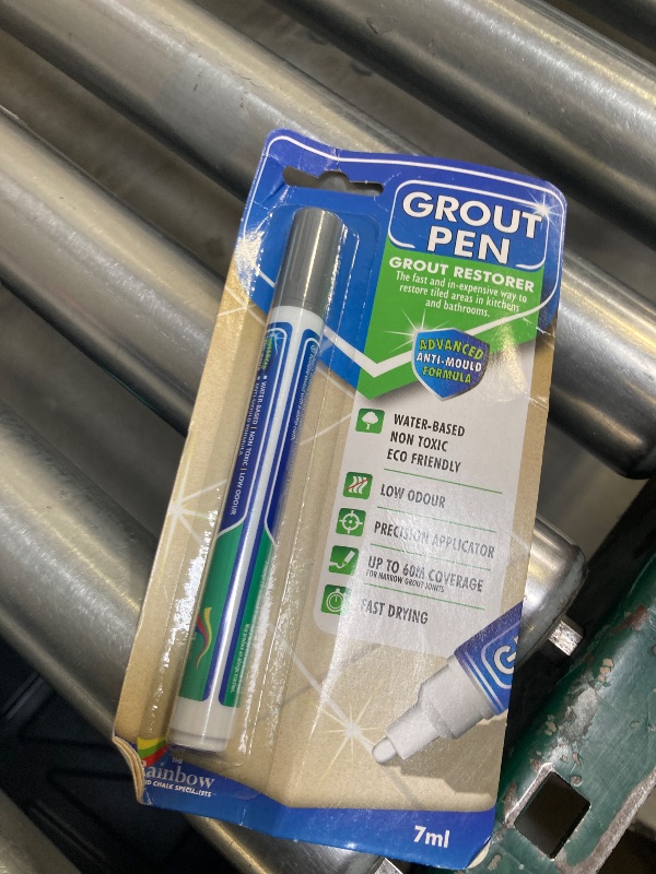 Photo 1 of Grout Pen Grey Tile Paint Marker: Waterproof Grout Paint, Tile Grout Colorant and Sealer Pen - Grey, Narrow 5mm Tip (7mL)