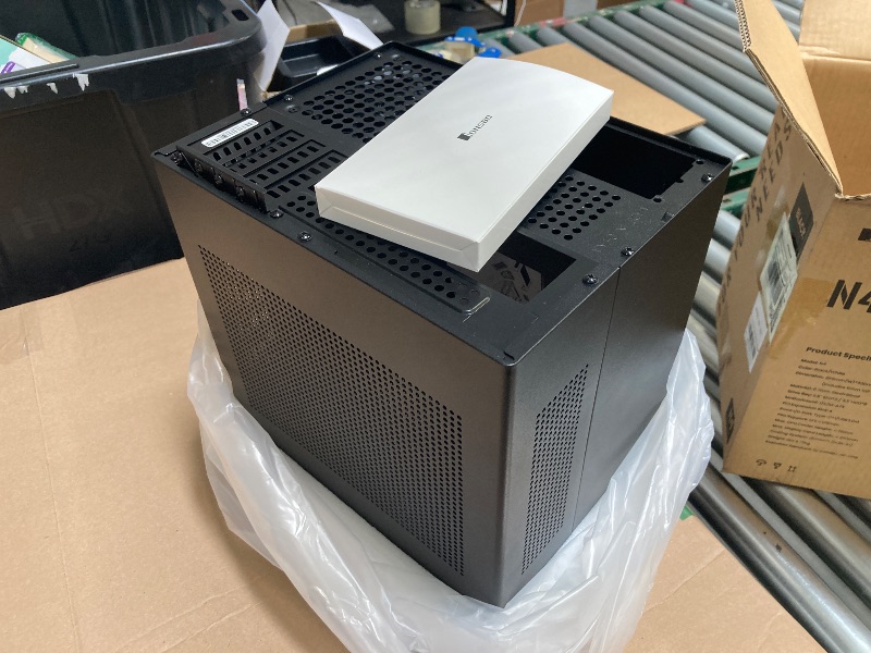 Photo 1 of JONSBO N4 Black NAS Pc Case, Walnut Wood, 8-Drive Bay/6 * 3.5 "HDD (4 hot-swap,2 Non hot-swap),2 * 2.5SSD,Micro ATX Chassis, USB3.2Gen2Type-C, 1x120mm Fan Built-in, Black