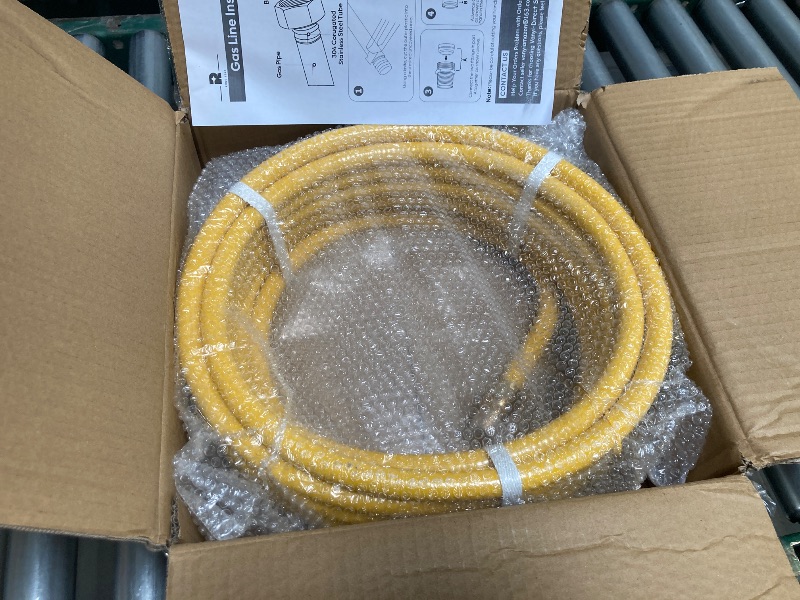 Photo 1 of 37ft 1/2" CSST Gas Line, Corrugated Stainless Steel Tubing, Flexible Natural Gas Hose with 2 Male Fittings for Natural Gas and Propane