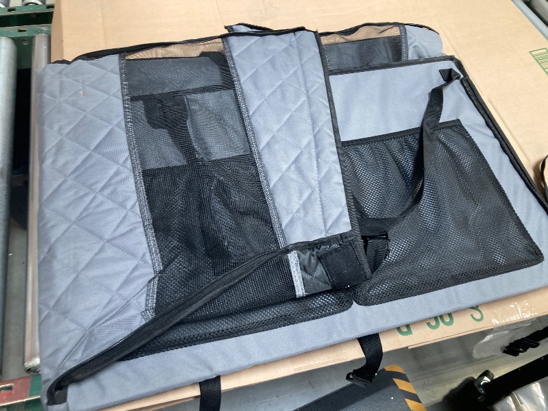 Photo 1 of  MIXJOY Hard Bottom Dog Car Seat for Medium Dogs, PU Leather Large & Small Dog Car Seat Cover for Back Seat, Dog Travel Car Bed with Washable Removable Cover, Half Seat Dog Hammock with Baby Car Seat, GREY