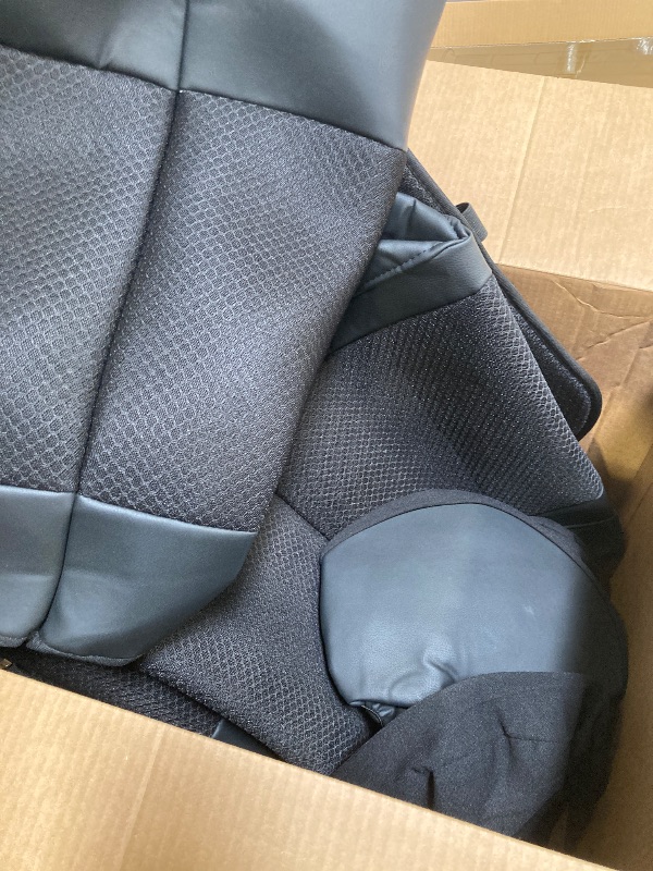 Photo 1 of UNIVERSAL BLACK FAUX LEATHER AUTOMOTIVE SEAT COVERS, UNKNOWN MAKE AND MODEL FITMENT