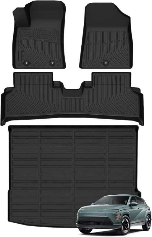 Photo 1 of Naibeve Floor Mats for 2024 2025 Hyundai Kona Electric - All Weather Custom Fit for Hyundai Kona Floor Liners with Cargo Liner Accessories