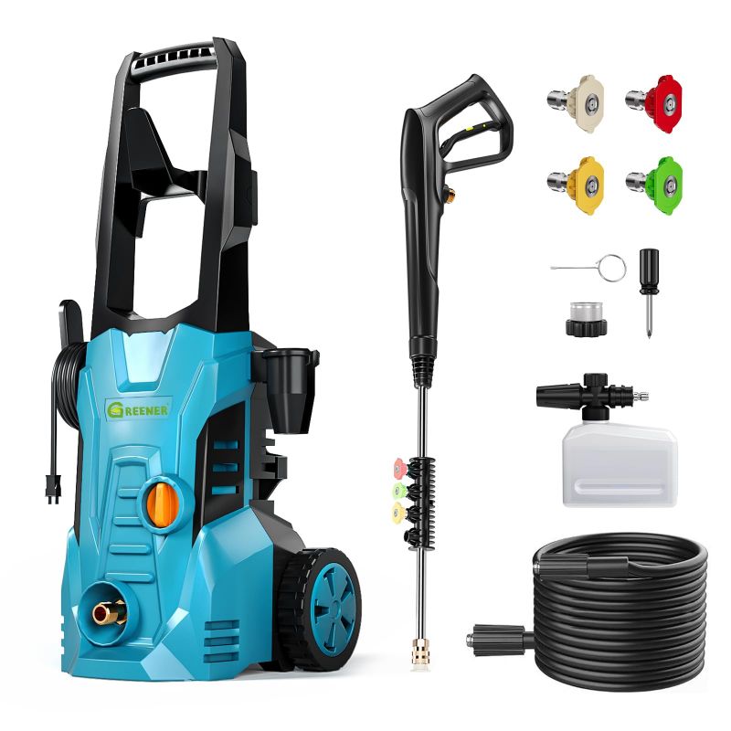 Photo 1 of Pressure Washer with 50ft Outlet Hose and Adjustable Nozzle, 4800PSI, 2.8GPM Power Washer Electric Powered with Soap Cannon for Car, House, Patio Cleaning