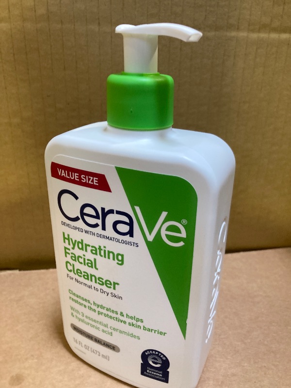 Photo 1 of CeraVe Hydrating Facial Cleanser, Moisturizing Face Wash For Dry Skin, Hyaluronic Acid + Ceramides + Glycerin, Hydrating Cleanser For Normal To Dry Skin, National Eczema Association Certified