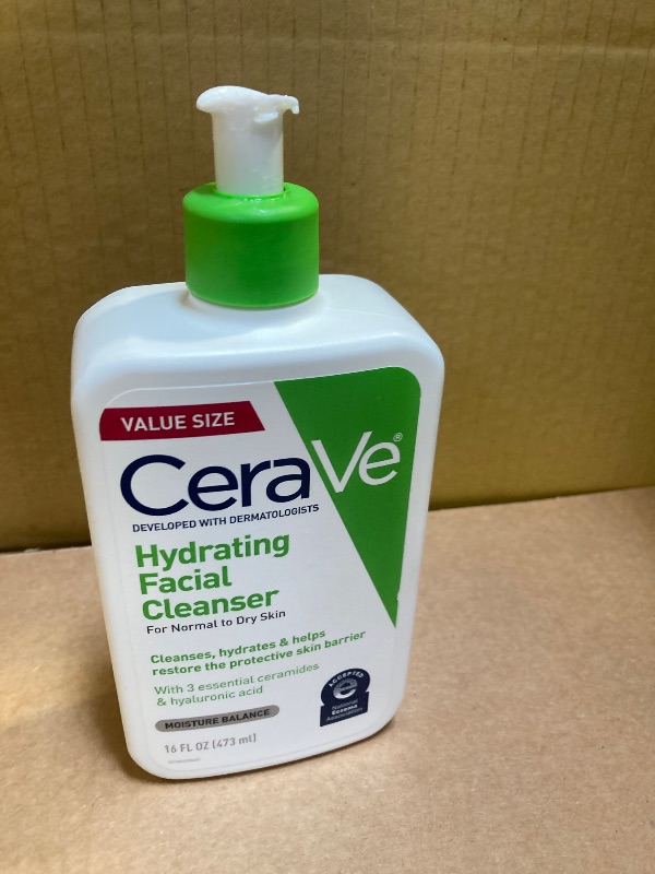 Photo 1 of CeraVe Hydrating Facial Cleanser, Moisturizing Face Wash For Dry Skin, Hyaluronic Acid + Ceramides + Glycerin, Hydrating Cleanser For Normal To Dry Skin, National Eczema Association Certified