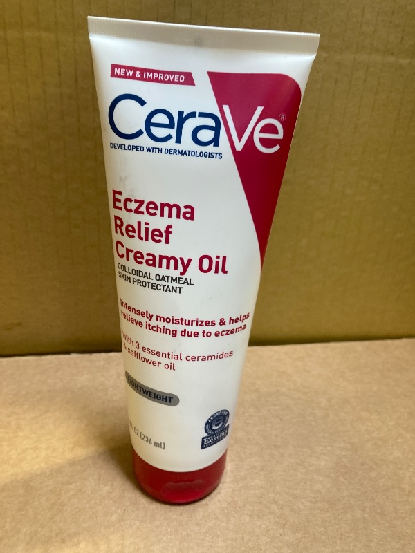 Photo 1 of CeraVe Eczema Relief Creamy Body Oil, Eczema Calming Cream With Colloidal Oatmeal & Safflower Oil For Dry Skin & Itchy Skin Relief, Steroid Free & Paraben Free, 8 Ounce