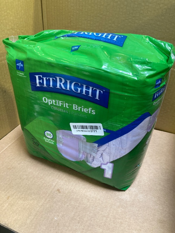 Photo 1 of FitRight Stretch Ultra Adult Briefs, Incontinence Diapers with Tabs, Heavy Absorbency, Medium/Regular, 30 to 52", 20 Count