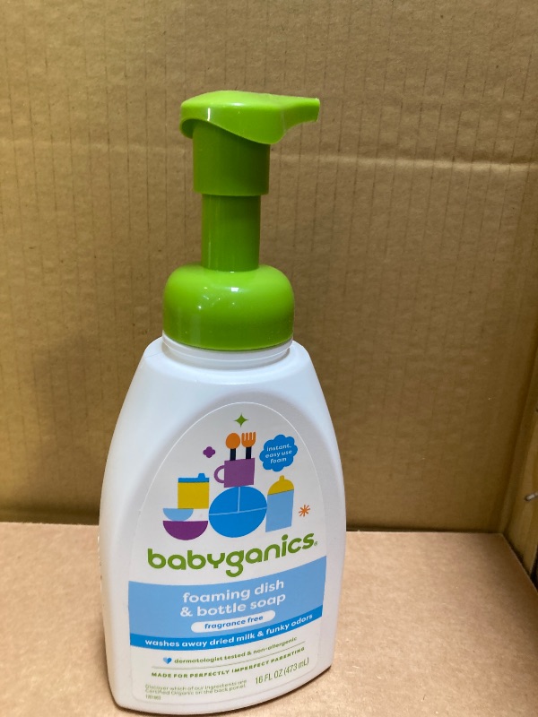 Photo 1 of Babyganics Foaming Dish Soap, Pump Bottle, Fragrance Free, 16 oz.