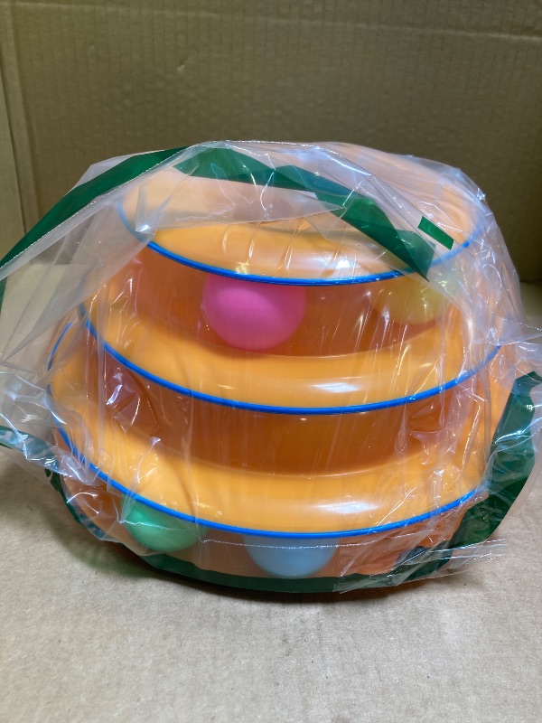 Photo 1 of Catstages Tower of Tracks Interactive 3-Tier Cat Track Toy with Spinning Balls, Orange