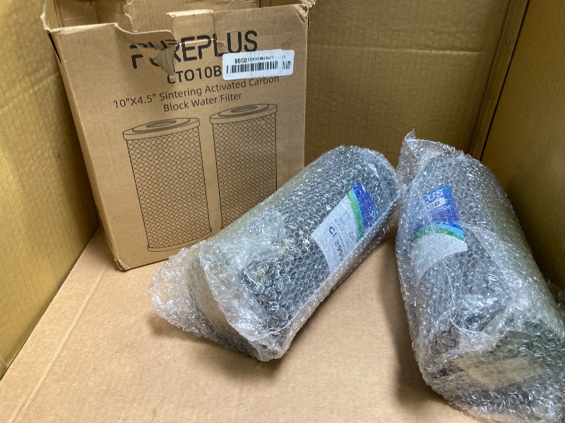 Photo 1 of PUREPLUS 5 Micron 10" x 4.5" Whole House CTO Coconut Shell Activated Carbon Water Filter Replacement Cartridge for Dupont WFHDC8001, CB-BB-10, GE FXHTC, GXWH40L, GXWH35F, GNWH38S, CTO10BB, 2PACK