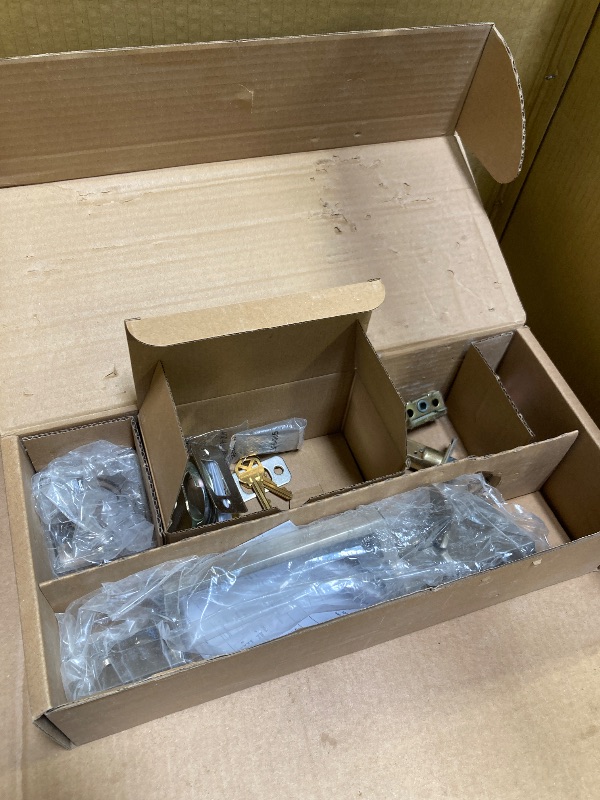 Photo 1 of Kwikset Amador Front Door Lock Handle and Deadbolt Set, Entry Handleset Exterior Only, Satin Nickel, Pick Resistant SmartKey Rekey Deadbolt Security, Interior Sold Separately, with Microban Protection