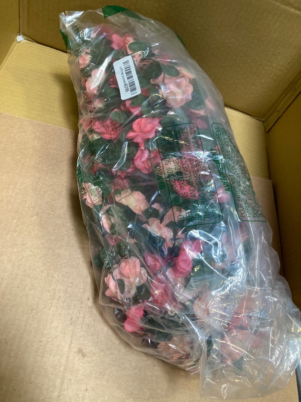 Photo 1 of Shyshining 6FT Bendable Pink Rose Flower Garland, Artificial Silk Wild Roses Vine Leaves Hanging Flowers for Wall Fireplace Fence Trellis Wedding Baby Shower Room Home Spring Summer Decor(2PC)