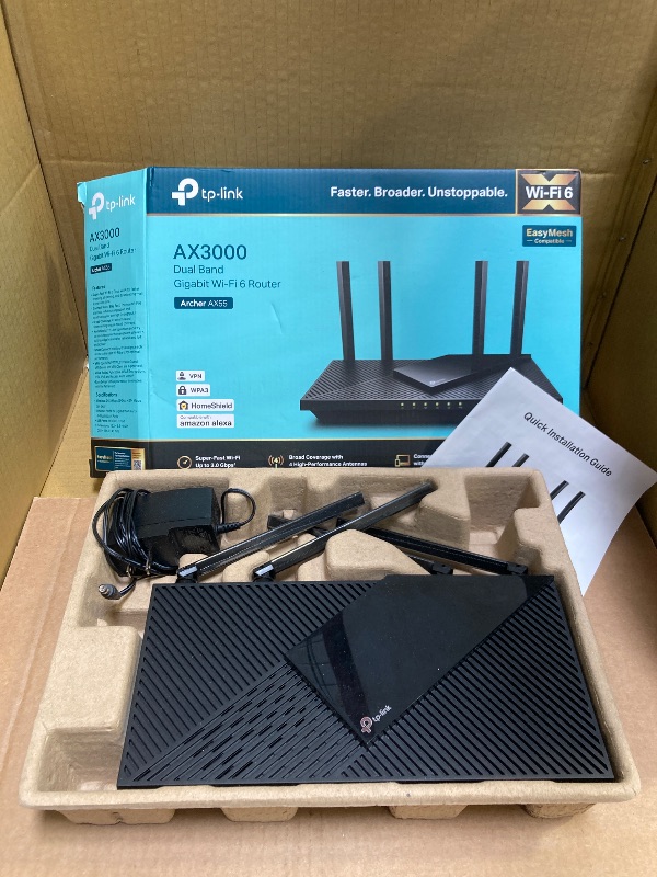 Photo 1 of TP-Link Dual-Band AX3000 Wi-Fi 6 Router Archer AX55 | Wireless Gigabit Internet Router for Home | EasyMesh Compatible | VPN Clients & Server | HomeShield, OFDMA, MU-MIMO | USB 3.0 | Secure by Design