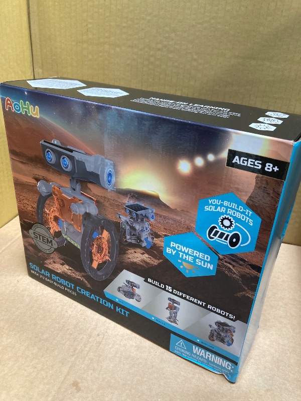 Photo 1 of AoHu 15-in-1 STEM Solar Robot Toys, Solar and Battery Powered Dual Drive Motor, DIY Building Science Kits for Kids Age 8-12, Education Birthday Gifts for Boys Girls 8 9 10 11 12 Years Old
