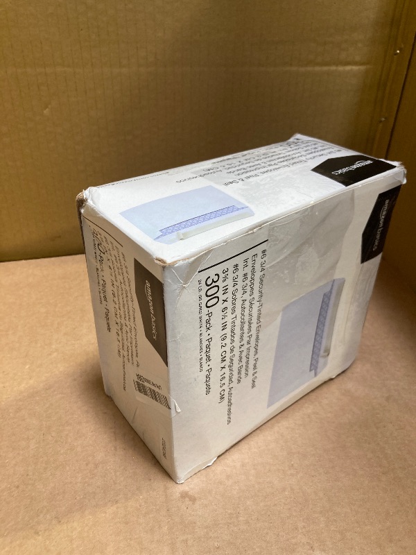 Photo 1 of Amazon Basics Quality #6 3/4 Security-Tinted Envelopes with Peel and Seal, 300-Pack, White