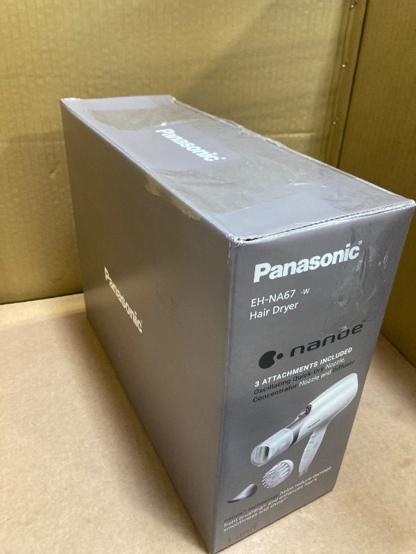 Photo 1 of Panasonic Nanoe Salon Hair Dryer with Oscillating QuickDry Nozzle, Diffuser and Concentrator Attachments, 3 Speed Heat Settings for Easy Styling and Healthy Hair - EH-NA67-W (White)