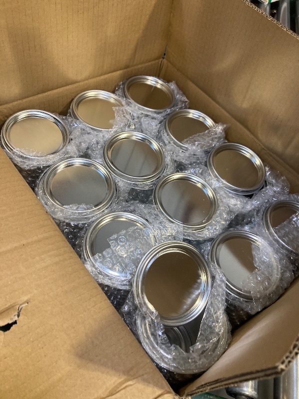 Photo 1 of 12PCS Empty Paint Cans with Lids, 1 Quart Metal Unlined Paint Bucket, Small Round Paint Storage Containers for Leftover Paint, Arts Crafts, DIY Projects, Painting (Silver, 2 Pint)
