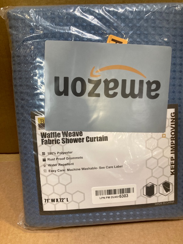 Photo 1 of Barossa Design Waffle Weave Shower Curtain Hotel Luxury Spa, 230 GSM Heavy Duty Fabric & No Blowing, Water Repellent and Machine Washable - Moonlight Blue, 71"x72"