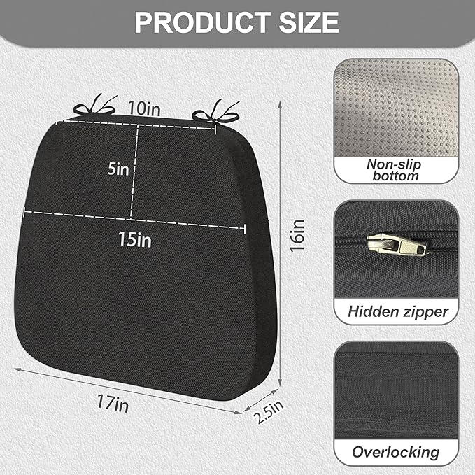 Photo 1 of Iristykilin 17'' x 16'' x 2.5"Thick Chair Cushions for Dining Chairs, 6 Pack WaterProof Easy Clean Kitchen Chair Pads with Ties and Non-Slip Backing - 30D High Elastic Foam Soft Kitchen Chair Cushions