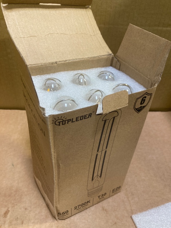Photo 1 of TopLeder E26 LED Bulb 60 Watt Tubular, Soft White 2700k Edison Bulb 6 Pack, 6W 650LM, Dimmable T10 Led Bulb, E26 Medium Base, 7.28 Inch Long Light Bulbs for Pendant Lights, Lamps, Outdoor Light