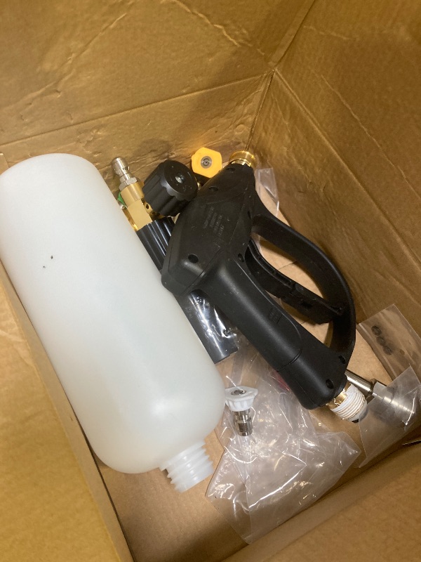 Photo 1 of Saker Foam Cannon Dual Connector Accessory for Pressure Washer Kit,with Foam Cannon Dual Connector,Pressure Washer Gun for Car Washing and Cleaning,5 Power Washer Sprayer Nozzles