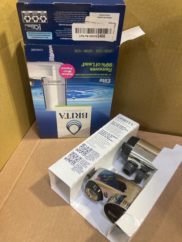 Photo 1 of Brita Faucet Mount Water Filter for Sink, Removes 99% of Lead, Elite Filtration System, Includes 1 Replacement Filter, Chrome
