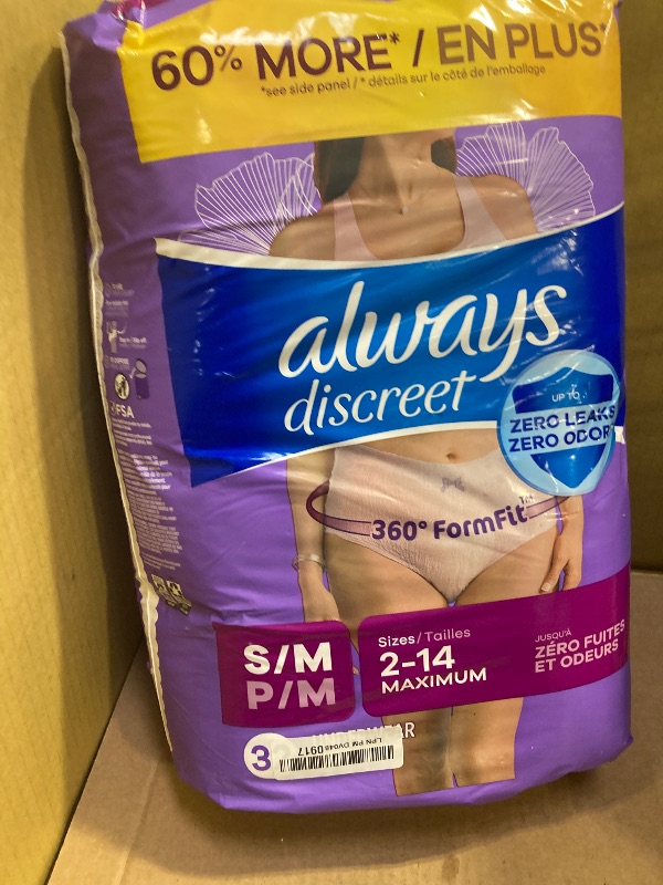 Photo 1 of Always Discreet Incontinence & Postpartum Incontinence Underwear for Women, Small/Medium, Maximum Protection, 32 Count