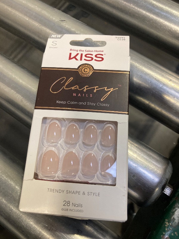 Photo 1 of KISS Classy Nails, Press-On Nails, Nail glue included, 'Exclusive Only', Light White, Short Size, Oval Shape, Includes 28 Nails, 2G Glue, 1 Manicure Stick, 1 Mini File