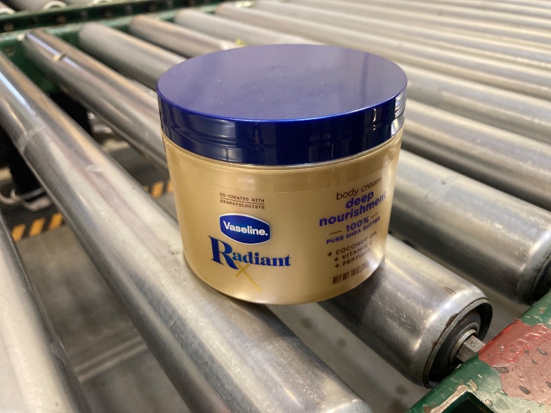 Photo 1 of Vaseline Radiant X Deep Nourishment Body Cream 100% Pure Shea Butter, Coconut Oil, Vitamin C, & Peptides 10 oz