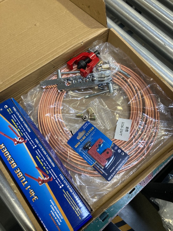 Photo 1 of smseace 26Pack 3/16 Inch Brake line kit Include 25 FT Copper-Plated Brake Lines with Fitting(16pcs Fittings,2pcs Union+4pcs Nut) Brake line Bender,Single Flare Tool,Cutter 3/16 Inch Brake line kit