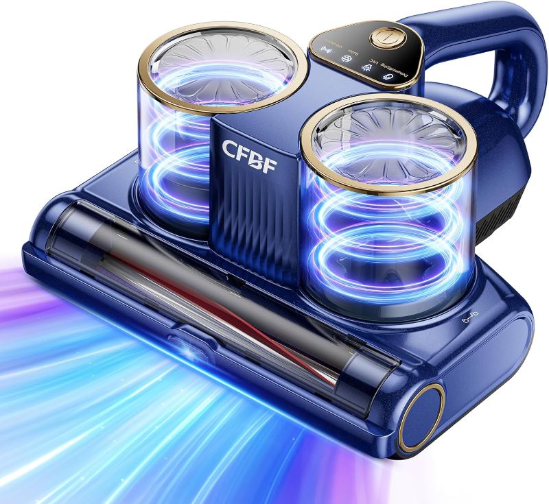 Photo 1 of  Mattress Vacuum Cleaner, Bed Vacuum Cleaner with 16Kpa Suction 253.7nm UV-C Light, Ultrasonic & High Heating, 500W Powerful Double-Cup Handheld Vacuums for Bed, Sofa, Couch, Crib, 16.4FT Corded 