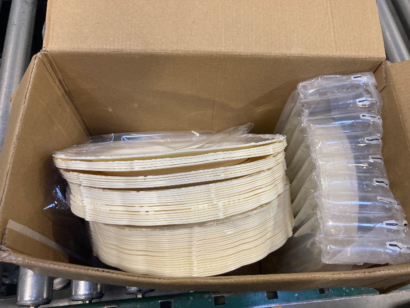 Photo 1 of U-QE 100 Pieces Ivory Plastic Plates for Party - Ivory Disposable Plastic Plates - Heavy Duty Disposable Platos Including 50 Dinner 10.25 '' & 50 Dessert 7.5 '' for Weddings
