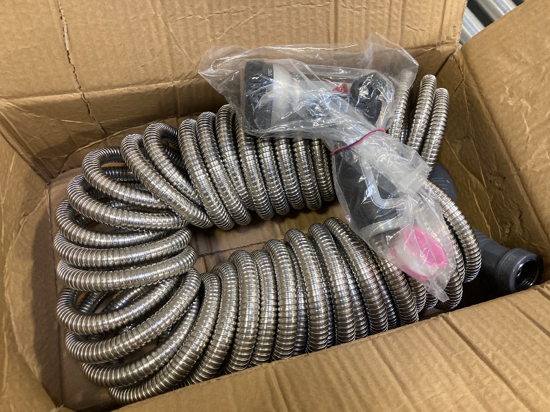 Photo 1 of SPECILITE 50 FT Stainless Steel EVA Coil Hose with Nozzle, Metal Corrosion Resistant Watering Garden Hoses for Yard,Outdoor- Flexible, Lightweight and Puncture Proof