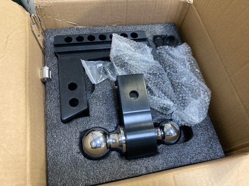Photo 1 of Adjustable Trailer Hitch for 2" Receiver – 6-Inch Adjustable Drop/Rise Dual 2" & 2-5/16" Tow Balls 12,500 LB GTW, Durable Aluminum with Dual Anti-Theft Locking Pins for Trucks & Trailers, Black