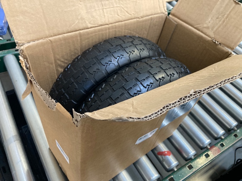 Photo 1 of Cenipar 13" Flat-Free Tire and Wheel for 13"Garden Cart Tire Replacement with 5/8" Axle Borehole, 2.1" Offset Hub, 3.15" Wide Tires Used for Wheelbarrow Garden Cart and Trolleys, 2-Pack