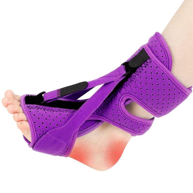 Photo 1 of ANSUSIC Plantar Fasciitis Night Splint-Upgrade Planter Facetious Relief Brace,Plantar Fasciitis,Support Relief Foot Drop Achilles Tendonitis(Purple-2PC)